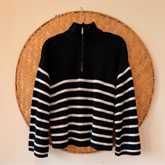 EDIKTED WOMEN BRETONS STRIPE QUARTER ZIP SWEATER NAUTICAL FISHERMANCORE PREPPY - Picture 5 of 16